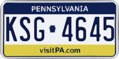 PA license plate KSG4645