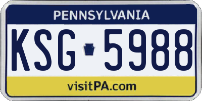 PA license plate KSG5988
