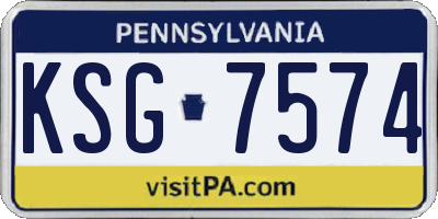 PA license plate KSG7574