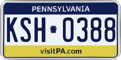 PA license plate KSH0388