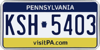 PA license plate KSH5403