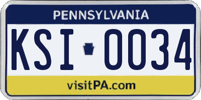 PA license plate KSI0034