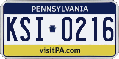 PA license plate KSI0216