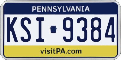 PA license plate KSI9384