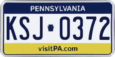 PA license plate KSJ0372