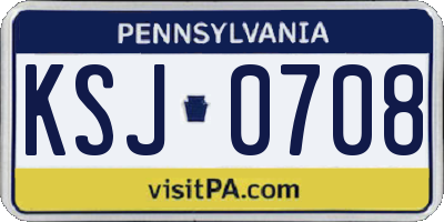 PA license plate KSJ0708