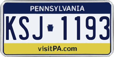 PA license plate KSJ1193