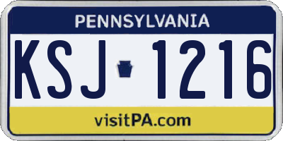 PA license plate KSJ1216