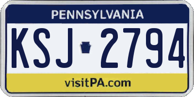 PA license plate KSJ2794