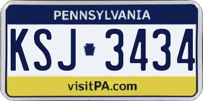 PA license plate KSJ3434