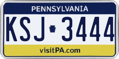 PA license plate KSJ3444