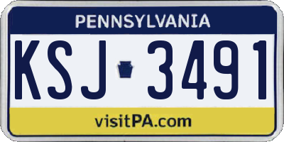 PA license plate KSJ3491
