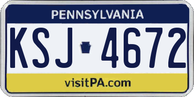 PA license plate KSJ4672