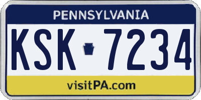 PA license plate KSK7234