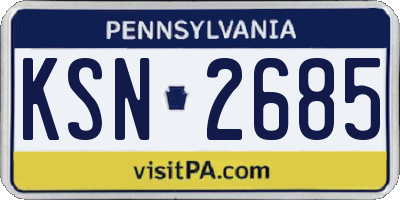 PA license plate KSN2685