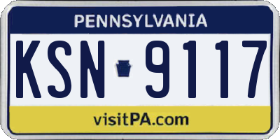 PA license plate KSN9117