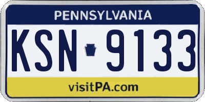 PA license plate KSN9133