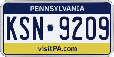 PA license plate KSN9209