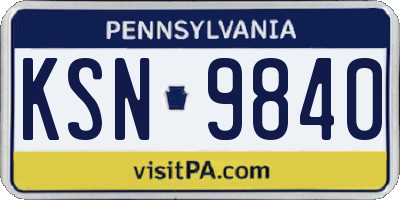 PA license plate KSN9840