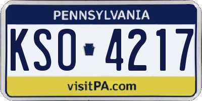 PA license plate KSO4217