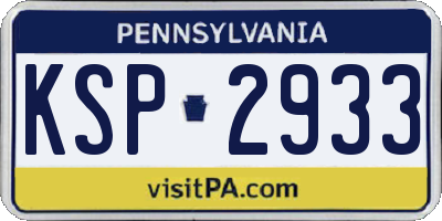 PA license plate KSP2933