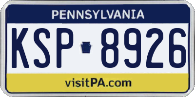 PA license plate KSP8926