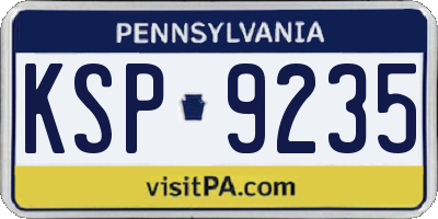 PA license plate KSP9235