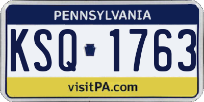 PA license plate KSQ1763