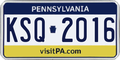 PA license plate KSQ2016