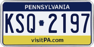 PA license plate KSQ2197