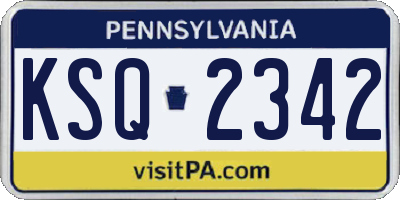 PA license plate KSQ2342