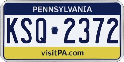 PA license plate KSQ2372