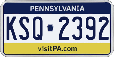 PA license plate KSQ2392