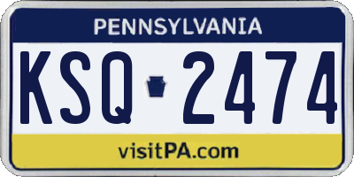PA license plate KSQ2474