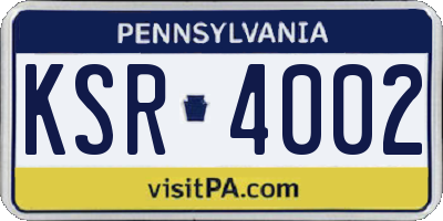 PA license plate KSR4002