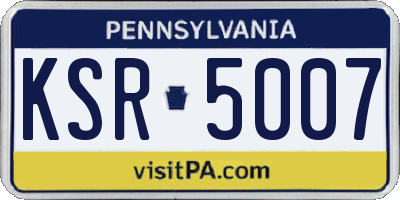 PA license plate KSR5007