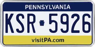 PA license plate KSR5926