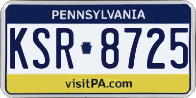 PA license plate KSR8725