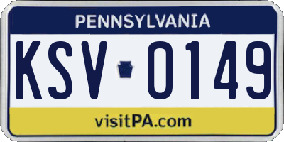 PA license plate KSV0149