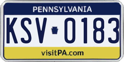 PA license plate KSV0183