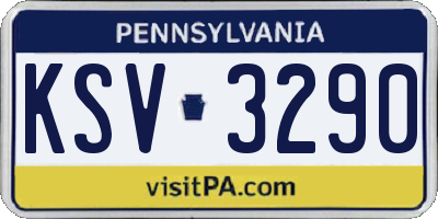 PA license plate KSV3290