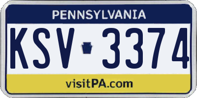 PA license plate KSV3374