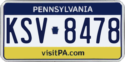 PA license plate KSV8478