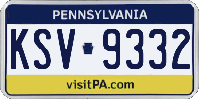 PA license plate KSV9332