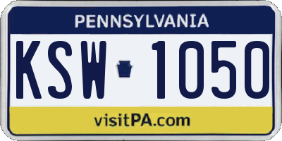 PA license plate KSW1050