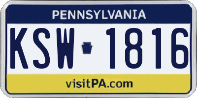 PA license plate KSW1816