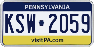 PA license plate KSW2059