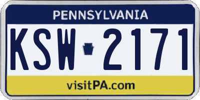 PA license plate KSW2171