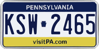 PA license plate KSW2465