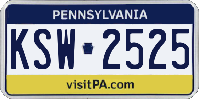 PA license plate KSW2525